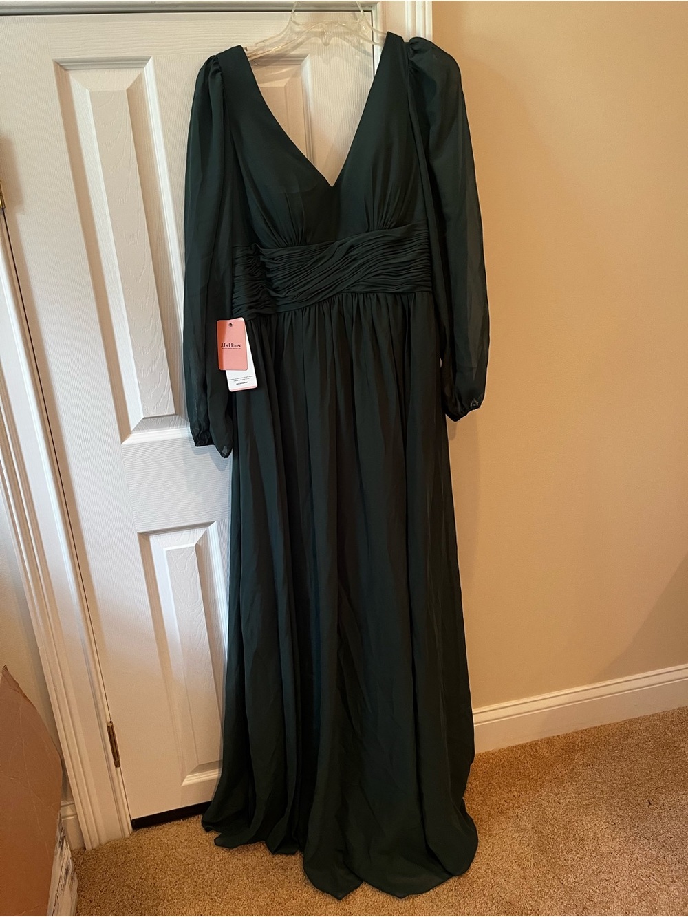 JJs House Dark Green V-Neck Long Sleeve Maxi Dress